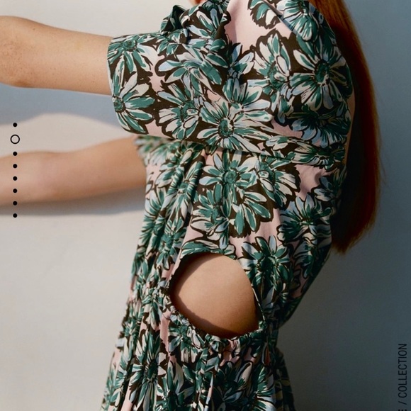 ZARA PRINTED POPLIN MIDI DRESS XL - Picture 10 of 15